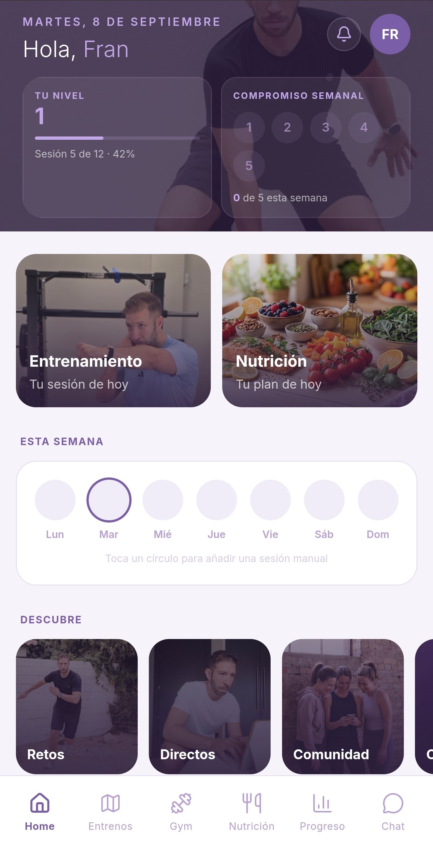 Inicio personalizado dentro de la aplicación